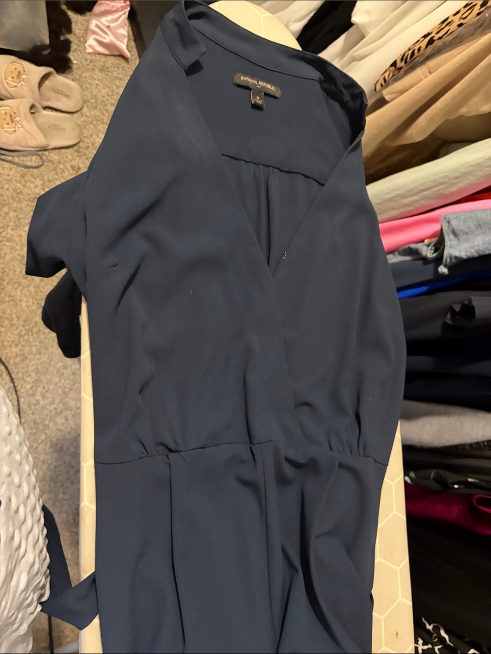 Banana Republic Sleeveless V-Neck Midi Dress in Navy